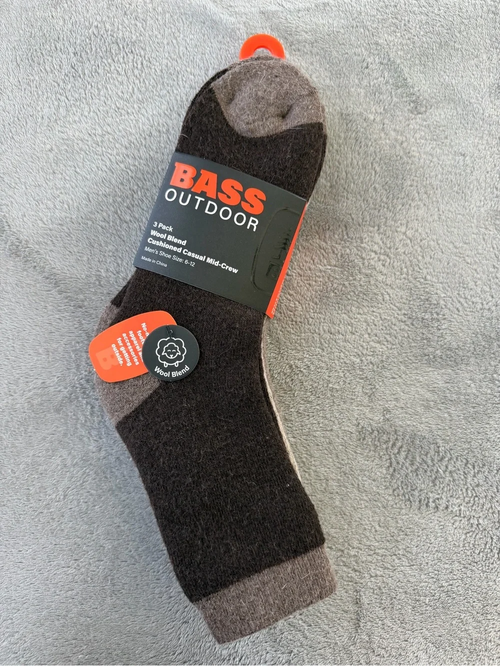 (3 Pack) Men’s Wool Blend Cushion Casual Socks – Brown